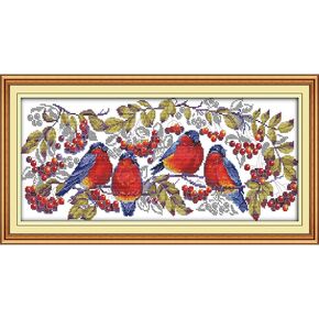 ITSTITCH Stamped Cross Stitch Kits for Beginners Full Range of Cross Stitching Preprinted Pattern for Kids or Adults, DIY Needlepoint Embroidery Craft Kits (Bird on The Treetop 26x21 inch)