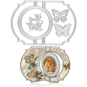 Threetols 3D Card Shape Cutting Dies for Card Making, Window Zig-Zag Card Shape Design with a Pop-up Round Die Cuts Butterfly Words Dies for Paper Craft DIY Decor Scrapbooking Paper Album Stamp in Saudi Arabia