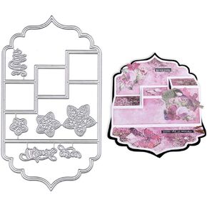 قوالب قطع على شكل بطاقة ثلاثية الأبعاد من Threetols لصناعة البطاقات، تصميم على شكل بطاقة متعرجة للنافذة مع قطع دائرية منبثقة على شكل فراشة وكلمات يموت للحرف الورقية DIY ديكور ألبوم قصاصات الورق