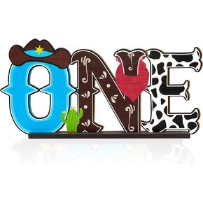 لافتة بتصميم رعاة البقر الغربي من بكساوي، قطعة مركزية لطاولة خشبية بعبارة «My First Rodeo Wild West Cowboy» لتزيين حفلات عيد الميلاد للاولاد بنمط حصان ريترو لعيد الميلاد الاول وحفلات استقبال المولود in Kuwait