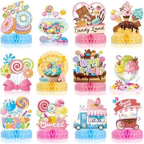 باجين 12 قطعة زينة مركزية على شكل خلية نحل كانديلاند لتزيين طاولة الحفلات والحلويات والحفلات، قطع مركزية لطاولة حفلات عيد الميلاد للبنات الصغيرات وحفلات استقبال المولود الجديد in Kuwait