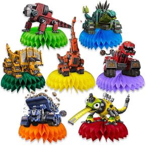 Dino-Trux Birthday Party Decorations, 7Pcs Dinosaur Truck Theme Party Centerpieces, Photo Booth Props, Cake Toppers, Dino-Trux Party Supplies for Boys and Girls, Baby Show in Kuwait