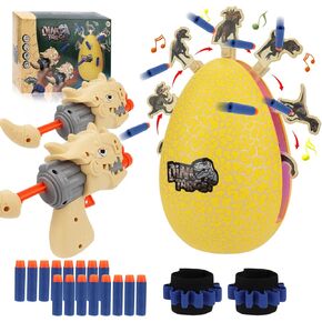 Shooting Game Toys for Kids, Electric Dinosaur Egg Shooting Toy with Light & Sound 8 Dinosaur Targets 2 Toy Guns 16 Foam Darts for Age 5 6 7 8 9 10+ Years Old, Ideal Gift for Boys Girls in Kuwait