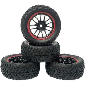 4PCS 75mm Rubber Tyres Tires with Foam Inserts and Plastic Wheel Rims 12mm Hex for 1/10 On-Road RC Drift Touring Car 1/14 1/16 1/18 Rally Car for Traxxas WLtoys Redcat HSP HPI(Black)