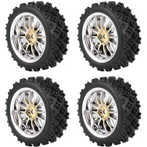 4PCS Replacement Tires for RC 1:10 Car, Racing Off Road Vehicle Tires Rubber Tyre Wheel Rim(Black)