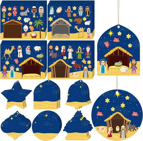 Set of 18 Make a Nativity Scene Sticker Funny Christmas Crafts for Kids Jesus Stickers Nativity Scene Religious Stickers Build Your Own Christmas Crafts for Christmas Party Classroom Activity Favors in Kuwait