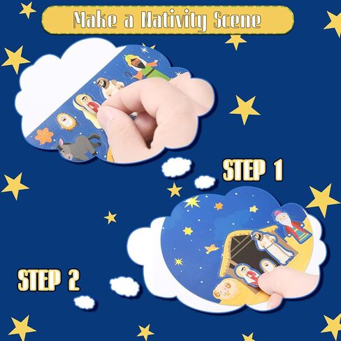 Set of 18 Make a Nativity Scene Sticker Funny Christmas Crafts for Kids Jesus Stickers Nativity Scene Religious Stickers Build Your Own Christmas Crafts for Christmas Party Classroom Activity Favors in Saudi Arabia