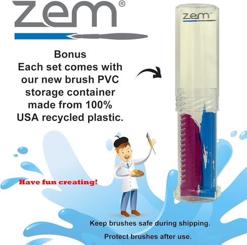 مجموعة فرشاة ZEM Brush المتشابكة ذات شعيرات الخنزير البيضاء ذات شكل دائري 2,4,6,8 ومسطحة 2,4,6 in Kuwait