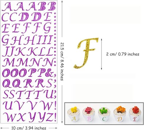 12 ورقة من Winorda ملصقات حروف الأبجدية اللامعة ذاتية اللصق ملصقات لامعة لصناعة الحرف اليدوية، 12 لونًا in Kuwait