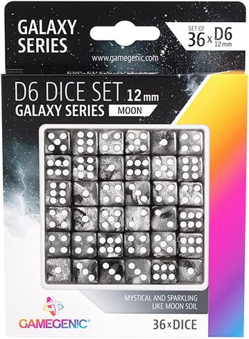 Galaxy Series Mars D6 Dice Set Set of 36 Six-Sided Dice Premium Quality Resin Dice for Dice Games, Board Games and Card Games Cosmic Glittering Design Red and Blue Color Made by Gamegenic in Saudi Arabia