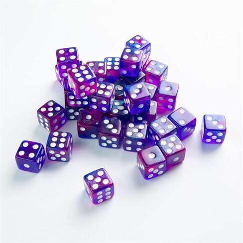 Galaxy Series Mars D6 Dice Set Set of 36 Six-Sided Dice Premium Quality Resin Dice for Dice Games, Board Games and Card Games Cosmic Glittering Design Red and Blue Color Made by Gamegenic in Saudi Arabia