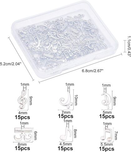 OLYCRAFT 90pcs النوتات الموسيقية الراتنج الحشو 6-نمط الموسيقية النوتة ملء السحر سبيكة الايبوكسي الراتنج الملحقات لصياغة الراتنج وصناعة المجوهرات - البلاتين in Kuwait