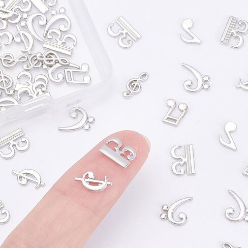 OLYCRAFT 90pcs النوتات الموسيقية الراتنج الحشو 6-نمط الموسيقية النوتة ملء السحر سبيكة الايبوكسي الراتنج الملحقات لصياغة الراتنج وصناعة المجوهرات - البلاتين in Kuwait