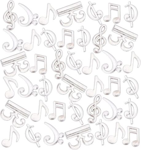 OLYCRAFT 90pcs النوتات الموسيقية الراتنج الحشو 6-نمط الموسيقية النوتة ملء السحر سبيكة الايبوكسي الراتنج الملحقات لصياغة الراتنج وصناعة المجوهرات - البلاتين in Kuwait