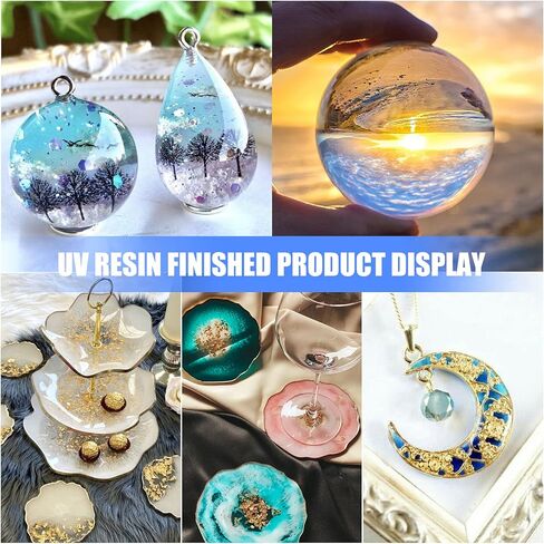 مجموعة راتنجات الأشعة فوق البنفسجية - راتنجات لاصقة صلبة للأشعة فوق البنفسجية بقوة 300 جرام مع مصباح للأشعة فوق البنفسجية 36 وات وملحقات خلط لصنع المجوهرات بنفسك، حرفة يدوية - راتنجات إيبوكسي بالأشعة فوق البنفسجية منخفضة الرائحة لعلاج الشمس لقالب الراتنج  in Kuwait