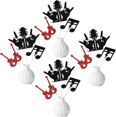 عصي مركزية من روك اند رول، ديكورات حفلات اعياد الميلاد بورن تو روك، ديكورات حفلات الهيب هوب الكلاسيكية، مستلزمات حفلات استقبال المولود الجديد بطابع الثمانينيات والتسعينيات، احمر واسود، 12 قطعة in Kuwait