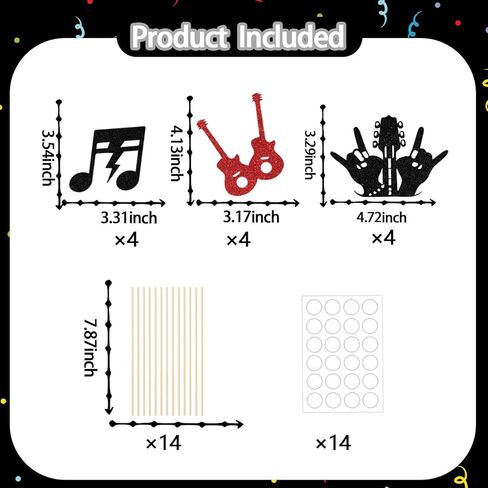 عصي مركزية من روك اند رول، ديكورات حفلات اعياد الميلاد بورن تو روك، ديكورات حفلات الهيب هوب الكلاسيكية، مستلزمات حفلات استقبال المولود الجديد بطابع الثمانينيات والتسعينيات، احمر واسود، 12 قطعة in Kuwait