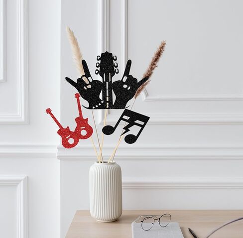 عصي مركزية من روك اند رول، ديكورات حفلات اعياد الميلاد بورن تو روك، ديكورات حفلات الهيب هوب الكلاسيكية، مستلزمات حفلات استقبال المولود الجديد بطابع الثمانينيات والتسعينيات، احمر واسود، 12 قطعة in Kuwait