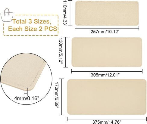 PH PandaHall 6pcs 3 Sizes Felt Base Shaper, Rectangle Bag Support Insert Base Black Handbag Base Insert Purse Bottom Insert Bag Stabilizer Bag Liner Board for Tote Leather Purse Crossbody Bag Backpack in Saudi Arabia