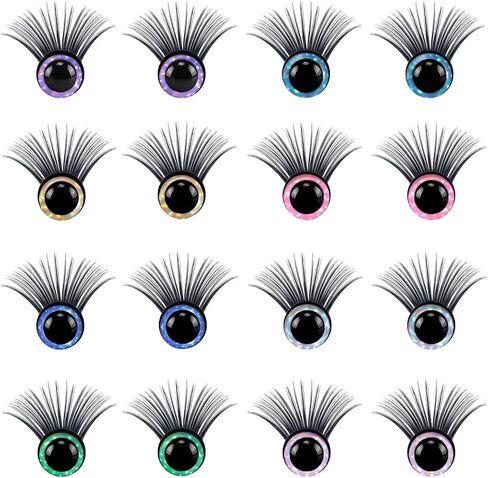 16 قطعة لعبة عيون مع رموش ثلاثية الابعاد امنة عيون دمية 12 ملم مع رموش لصناعة الكروشيه والدمى in Kuwait