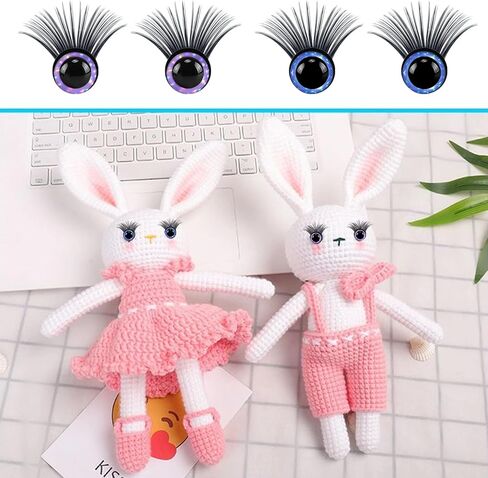 16 قطعة لعبة عيون مع رموش ثلاثية الابعاد امنة عيون دمية 12 ملم مع رموش لصناعة الكروشيه والدمى in Kuwait