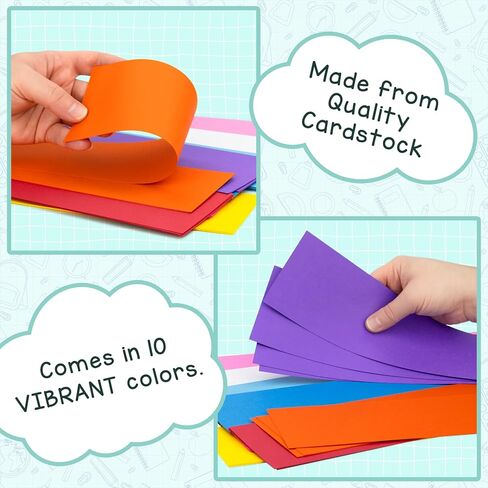 Hygloss Products Bright Sentence Strips -  Great for Arts and Crafts, Decorations, Classroom Activities - Cardstock - Unlined Thin Strip - 10 Assorted Colors - 3" High x 23" Long Size - 50 Pieces in Saudi Arabia