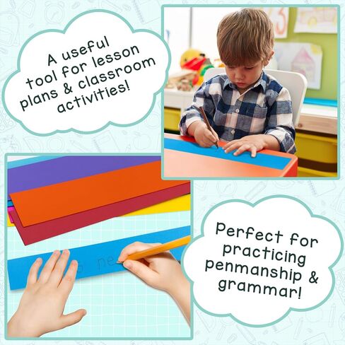 Hygloss Products Bright Sentence Strips -  Great for Arts and Crafts, Decorations, Classroom Activities - Cardstock - Unlined Thin Strip - 10 Assorted Colors - 3" High x 23" Long Size - 50 Pieces in Saudi Arabia