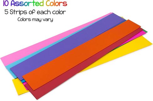 Hygloss Products Bright Sentence Strips -  Great for Arts and Crafts, Decorations, Classroom Activities - Cardstock - Unlined Thin Strip - 10 Assorted Colors - 3" High x 23" Long Size - 50 Pieces in Saudi Arabia