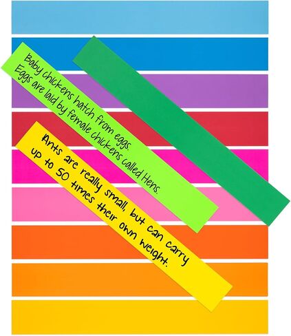 Hygloss Products Bright Sentence Strips -  Great for Arts and Crafts, Decorations, Classroom Activities - Cardstock - Unlined Thin Strip - 10 Assorted Colors - 3" High x 23" Long Size - 50 Pieces in Saudi Arabia