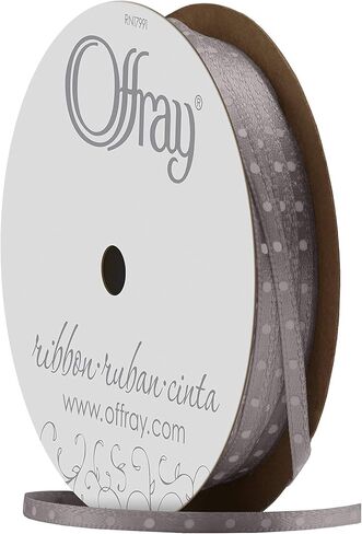 Offray 1/8" Wide Double Face Satin Ribbon, 5 Yards, Kiwi Green Polka Dot Pattern in Saudi Arabia