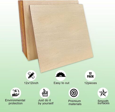 20 حزمة من الخشب غير المكتمل مقاس 30.48 سم × 30.48 سم، صفائح من الخشب الرقائقي 1/16، صفائح خشبية للحرف اليدوية، ونقش القطع بالليزر، وهواية بناء منزل صغير وحرق الخشب، ونمذجة الطلاء بنفسك in Kuwait