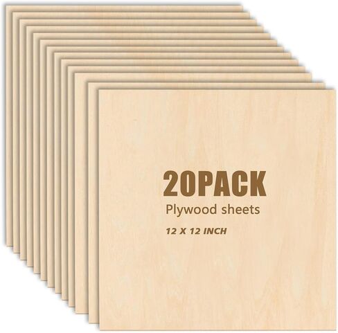 20 حزمة من الخشب غير المكتمل مقاس 30.48 سم × 30.48 سم، صفائح من الخشب الرقائقي 1/16، صفائح خشبية للحرف اليدوية، ونقش القطع بالليزر، وهواية بناء منزل صغير وحرق الخشب، ونمذجة الطلاء بنفسك in Kuwait