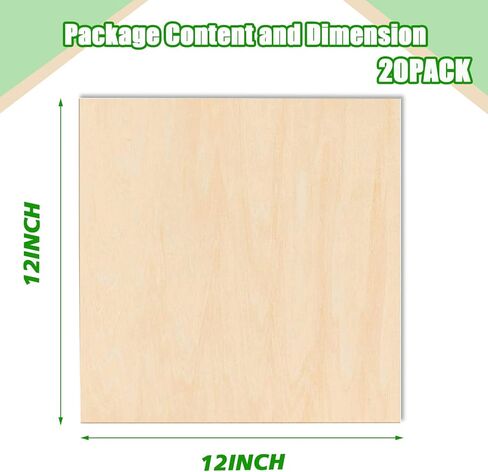 20 حزمة من الخشب غير المكتمل مقاس 30.48 سم × 30.48 سم، صفائح من الخشب الرقائقي 1/16، صفائح خشبية للحرف اليدوية، ونقش القطع بالليزر، وهواية بناء منزل صغير وحرق الخشب، ونمذجة الطلاء بنفسك in Kuwait