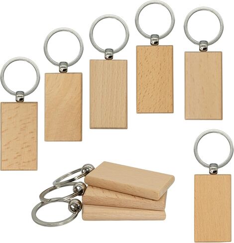 20 حزمة من فراغات نقش الخشب غير المكتملة سلسلة مفاتيح خشبية فارغة (مستطيل-2) in Kuwait