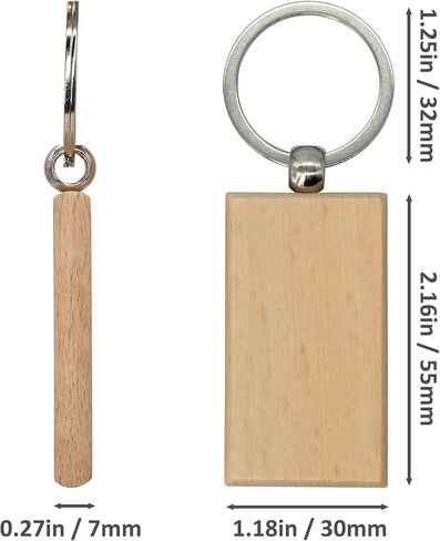 20 حزمة من فراغات نقش الخشب غير المكتملة سلسلة مفاتيح خشبية فارغة (مستطيل-2) in Kuwait