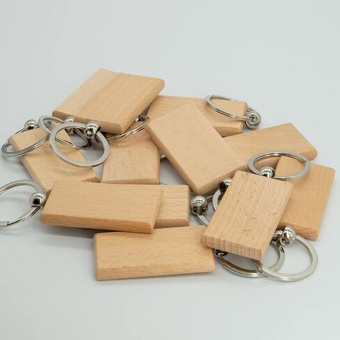 20 حزمة من فراغات نقش الخشب غير المكتملة سلسلة مفاتيح خشبية فارغة (مستطيل-2) in Kuwait