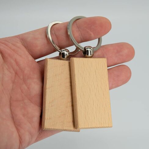 20 حزمة من فراغات نقش الخشب غير المكتملة سلسلة مفاتيح خشبية فارغة (مستطيل-2) in Kuwait