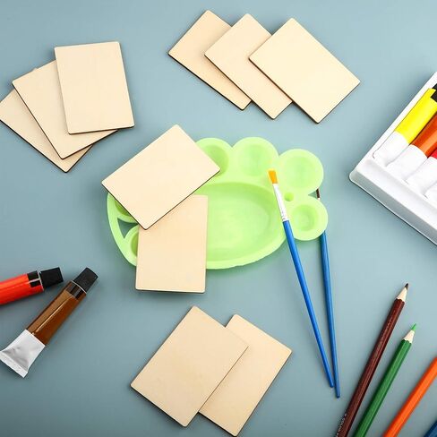 مربعات خشبية فارغة من 50 قطعة، قطع خشبية مستديرة غير مكتملة للزوايا المربعة، 2 × 3 انش، لمشاريع الحرف اليدوية والفنون والديكور والنقش بالليزر in Saudi Arabia