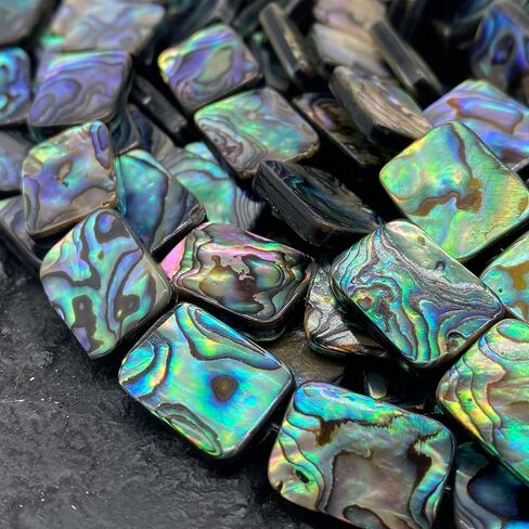 ABCGEMS Gem-Quality New Zealand Abalone Shell Beads (Thicker Nacre & Much Darker Iridescent Matrix Than Traditional Chinese Abalone) Saltwater Seashell Doublet Flat-Oval Tiny 10X14mm in Saudi Arabia