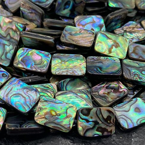 ABCGEMS Gem-Quality New Zealand Abalone Shell Beads (Thicker Nacre & Much Darker Iridescent Matrix Than Traditional Chinese Abalone) Saltwater Seashell Doublet Flat-Oval Tiny 10X14mm in Saudi Arabia