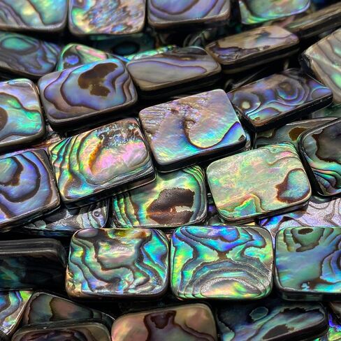 ABCGEMS Gem-Quality New Zealand Abalone Shell Beads (Thicker Nacre & Much Darker Iridescent Matrix Than Traditional Chinese Abalone) Saltwater Seashell Doublet Flat-Oval Tiny 10X14mm in Saudi Arabia