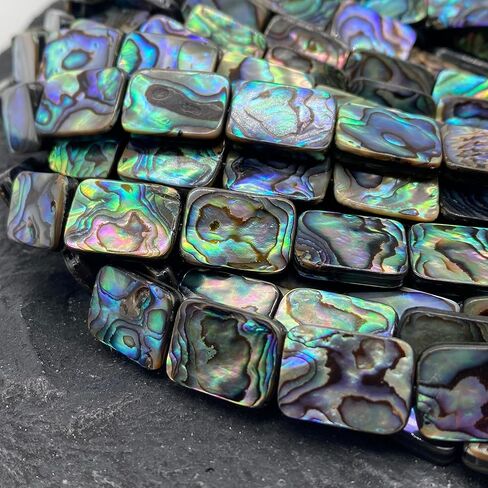 ABCGEMS Gem-Quality New Zealand Abalone Shell Beads (Thicker Nacre & Much Darker Iridescent Matrix Than Traditional Chinese Abalone) Saltwater Seashell Doublet Flat-Oval Tiny 10X14mm in Saudi Arabia