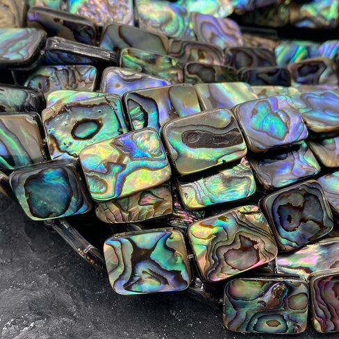 ABCGEMS Gem-Quality New Zealand Abalone Shell Beads (Thicker Nacre & Much Darker Iridescent Matrix Than Traditional Chinese Abalone) Saltwater Seashell Doublet Flat-Oval Tiny 10X14mm in Saudi Arabia