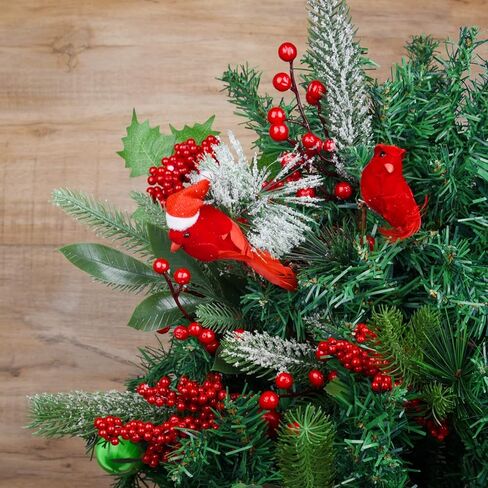 10 قطع من ELECLAND زينة عيد الميلاد الاصطناعي أغصان الصنوبر ينبع رذاذ مع مخاريط الصنوبر الصناعي اللقطات التوت الأحمر هولي أوراق للحرف اليدوية الزهور عيد الميلاد إكليل اللقطات الحلي in Kuwait