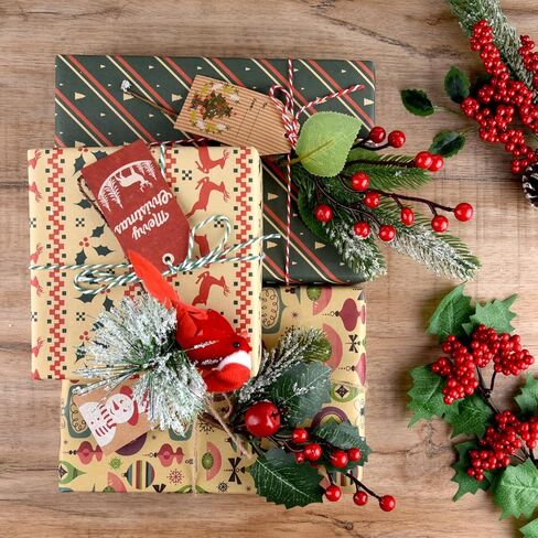 10 قطع من ELECLAND زينة عيد الميلاد الاصطناعي أغصان الصنوبر ينبع رذاذ مع مخاريط الصنوبر الصناعي اللقطات التوت الأحمر هولي أوراق للحرف اليدوية الزهور عيد الميلاد إكليل اللقطات الحلي in Kuwait