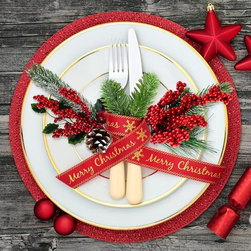 10 قطع من ELECLAND زينة عيد الميلاد الاصطناعي أغصان الصنوبر ينبع رذاذ مع مخاريط الصنوبر الصناعي اللقطات التوت الأحمر هولي أوراق للحرف اليدوية الزهور عيد الميلاد إكليل اللقطات الحلي in Kuwait