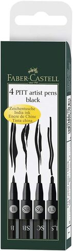 Faber-Castell Wallet of 4 PITT Artist Pens - Black (199) in Saudi Arabia