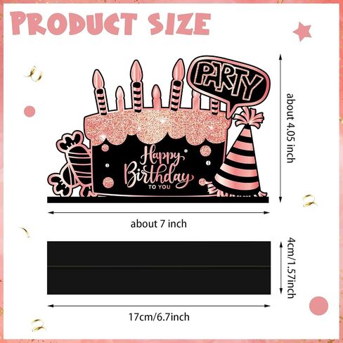 Leinuosen 6 Pieces Black Happy Birthday Table Centerpiece Wooden Sign Table Topper Birthday Decoration for Women Men Kids Birthday Baby Shower Party Photo Booth Props Supplies, 6 Designs (Blue) in Kuwait