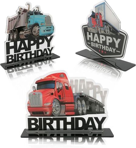 الشاحنات الثقيلة نصف شاحنة عيد ميلاد سعيد الجدول المركزية أعلى الجدول النقل موضوع ديكور لصبي فتاة في سن المراهقة 1 عيد ميلاد الطفل لوازم الاستحمام ديكورات التصوير الفوتوغرافي الاكريليك in Kuwait