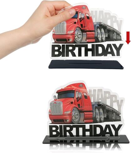 الشاحنات الثقيلة نصف شاحنة عيد ميلاد سعيد الجدول المركزية أعلى الجدول النقل موضوع ديكور لصبي فتاة في سن المراهقة 1 عيد ميلاد الطفل لوازم الاستحمام ديكورات التصوير الفوتوغرافي الاكريليك in Kuwait